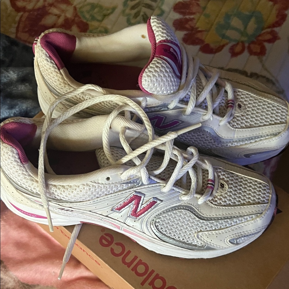 New Balance 441 White and Pink Women’s Athletic Sneakers